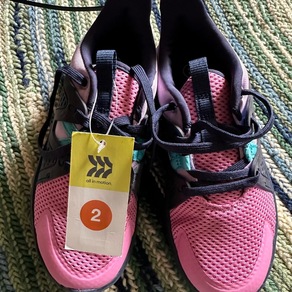 All in Motion Pink and Black Sneakers Breathable Mesh Design